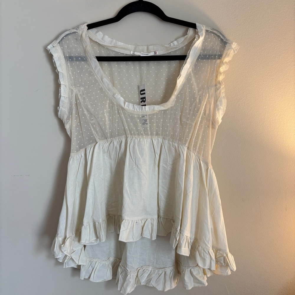 Urban Outfitters Cream Tiered Ruffled Blouse